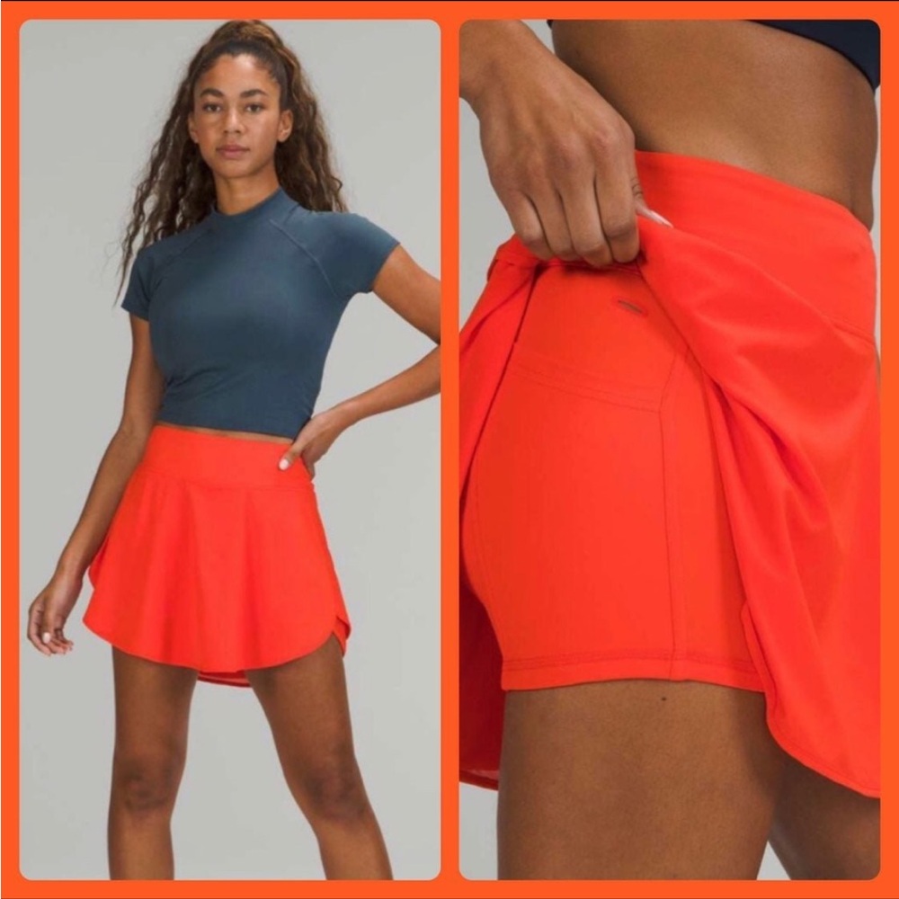 NWT Lululemon Flutter Hem HR Tennis Skirt in Autumn Red sz.4